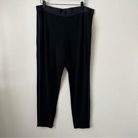 Eileen Fisher black side stripe pull-on pants R18TLU lyocell nylon spandex - Picture 1 of 5